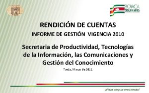 RENDICIN DE CUENTAS INFORME DE GESTIN VIGENCIA 2010