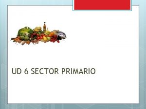 UD 6 SECTOR PRIMARIO 1 El sector primario