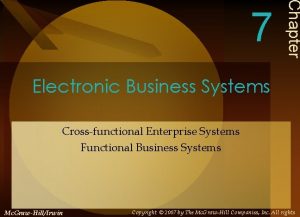 Chapter 7 Electronic Business Systems Crossfunctional Enterprise Systems