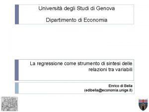 Universit degli Studi di Genova Dipartimento di Economia