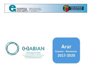 Arar Conocer Reconocer 2017 2020 HABIAN 2030 Proceso