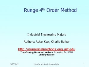 Runge 4 th Order Method Industrial Engineering Majors