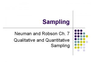 Sampling Neuman and Robson Ch 7 Qualitative and