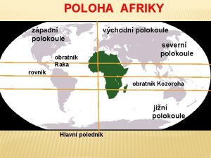 POLOHA AFRIKY zpadn polokoule vchodn polokoule obratnk Raka