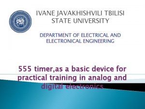 IVANE JAVAKHISHVILI TBILISI STATE UNIVERSITY DEPARTMENT OF ELECTRICAL