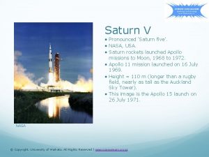 Saturn V Pronounced Saturn five NASA USA Saturn