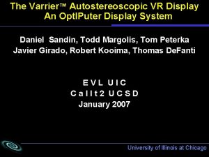 The Varrier Autostereoscopic VR Display An Opt IPuter
