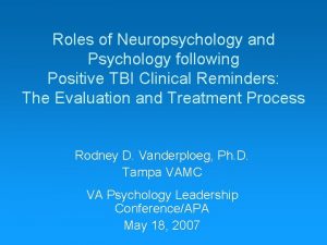 Roles of Neuropsychology and Psychology following Positive TBI