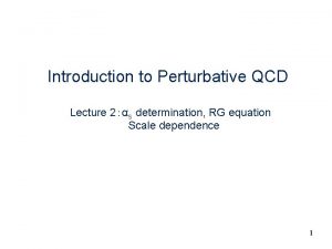 Introduction to Perturbative QCD Lecture 2s determination RG