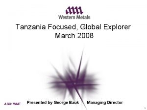 Tanzania Focused Global Explorer March 2008 ASX WMT