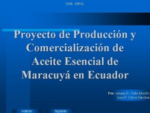 ICHE ESPOL Proyecto de Produccin y Comercializacin de