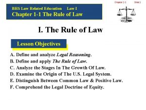 Chapter 1 1 BHS Law Related Education Law
