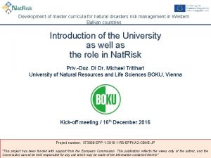 Development of master curricula for natural disasters risk