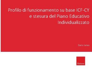 Profilo di funzionamento su base ICFCY e stesura