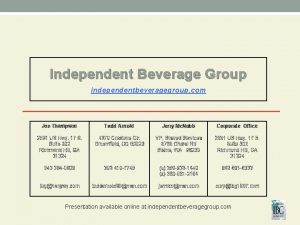 Independent Beverage Group independentbeveragegroup com Joe Thompson Todd