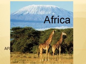 Africa AFRICA INTERESTING FACTS The Great Rift Valley