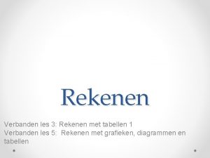 Rekenen Verbanden les 3 Rekenen met tabellen 1