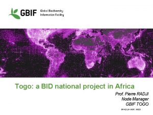 Togo a BID national project in Africa Prof