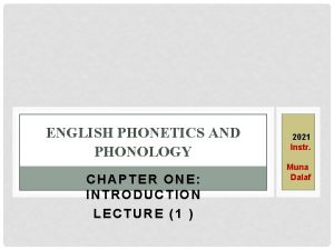 ENGLISH PHONETICS AND PHONOLOGY CHAPTER ONE INTRODUCTION LECTURE