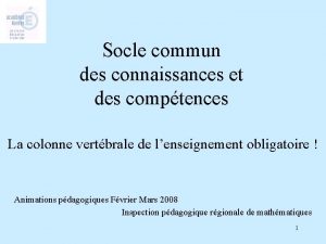 Socle commun des connaissances et des comptences La