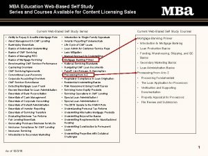 MBA Education WebBased Self Study Series and Courses