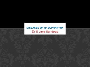 DISEASES OF NASOPHARYNX Dr S Jaya Sandeep INTRODUCTION