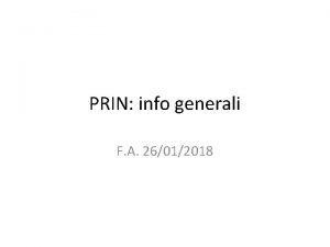 PRIN info generali F A 26012018 Bando http