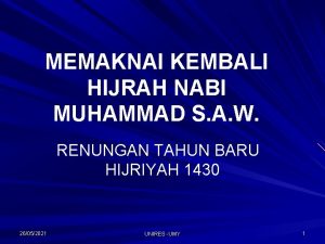 MEMAKNAI KEMBALI HIJRAH NABI MUHAMMAD S A W