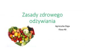 Zasady zdrowego odywiania Agnieszka Ozga Klasa 4 B