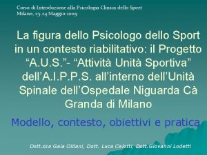 Corso di Introduzione alla Psicologia Clinica dello Sport