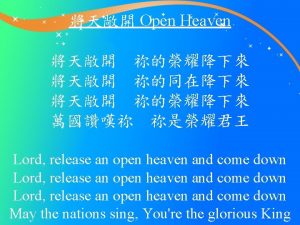 Open Heaven Lord release an open heaven and