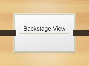 Backstage view in word