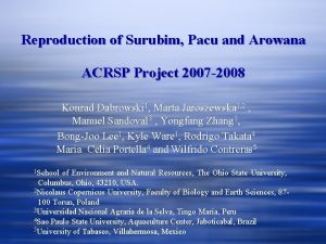 Reproduction of Surubim Pacu and Arowana ACRSP Project