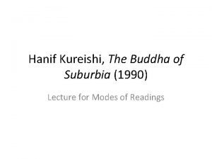 Hanif Kureishi The Buddha of Suburbia 1990 Lecture