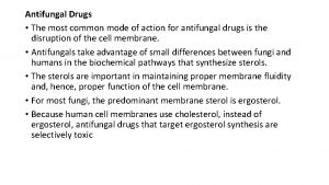 Antifungal Drugs The most common mode of action