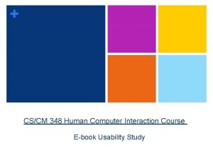 CSCM 348 Human Computer Interaction Course Ebook Usability