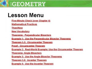 Lesson Menu FiveMinute Check over Chapter 4 Mathematical