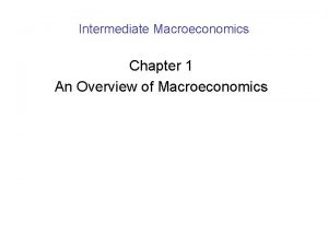 Intermediate Macroeconomics Chapter 1 An Overview of Macroeconomics