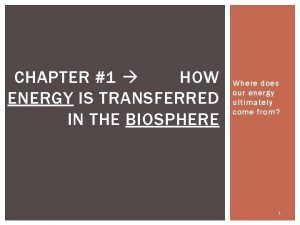 CHAPTER 1 HOW ENERGY IS TRANSFERRED IN THE