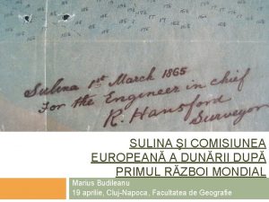 SULINA I COMISIUNEA EUROPEAN A DUNRII DUP PRIMUL