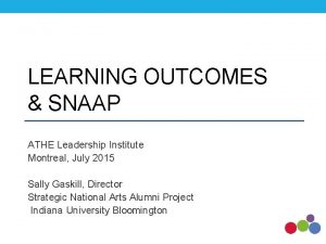 LEARNING OUTCOMES SNAAP ATHE Leadership Institute Montreal July