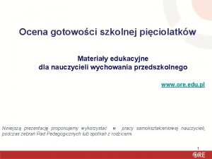 Ocena gotowoci szkolnej piciolatkw Materiay edukacyjne dla nauczycieli