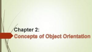 Chapter 2 Concepts of Object Orientation Contents Explain