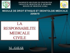 UNIVERSITE MENTOURI DE CONSTANTINE FACULTE DE MEDECINE DR