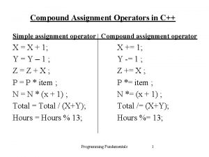 Compound Assignment Operators in C Simple assignment operator