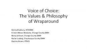 Voice of Choice The Values Philosophy of Wraparound