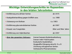 Wichtige Entwicklungsschritte im Rapsanbau in den letzten Jahrzehnten