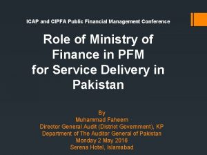 ICAP and CIPFA Public Financial Management Conference Role
