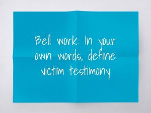 Bell work In your own words define victim