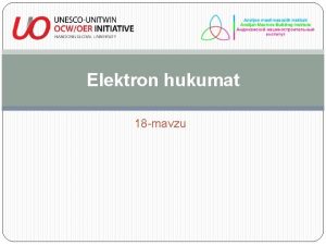 Elektron hukumat 18 mavzu Reja Elektron xukumat tizimi